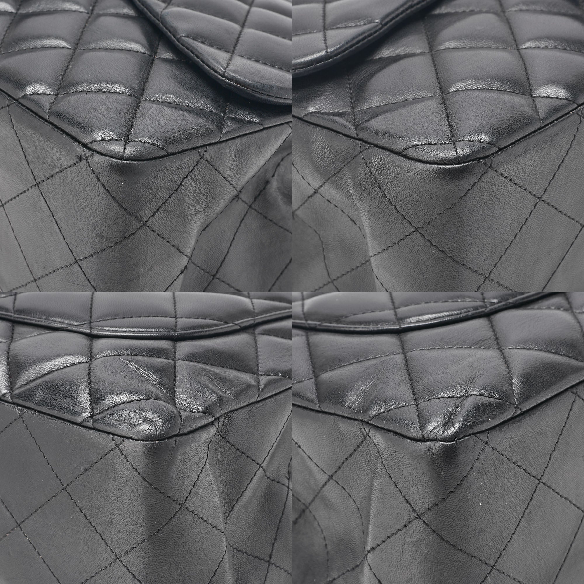 CHANEL Deka Matelasse 30 Turn Lock Chain Shoulder Bag Lambskin Black Silver-Tone Hardware, Pre-Owned