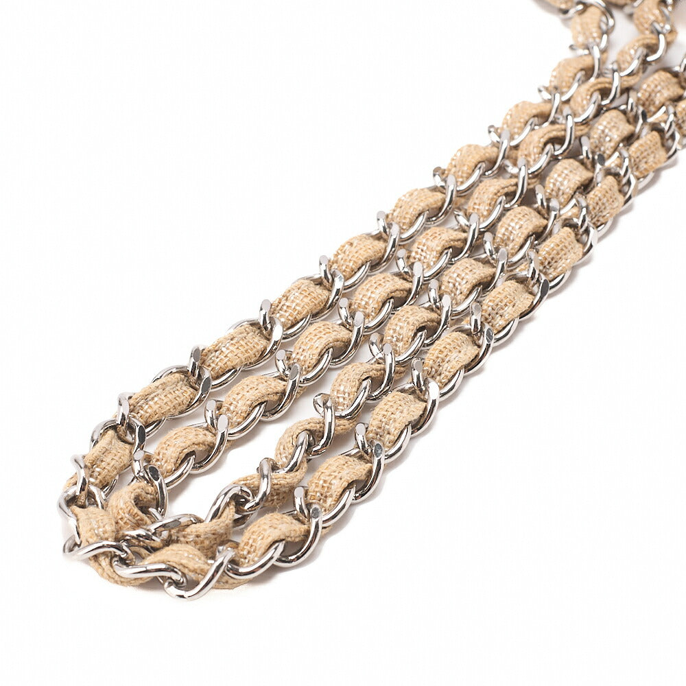 CHANEL Matelasse Coco Mark Chain Tote Linen Beige Silver-Tone Hardware, Pre-Owned