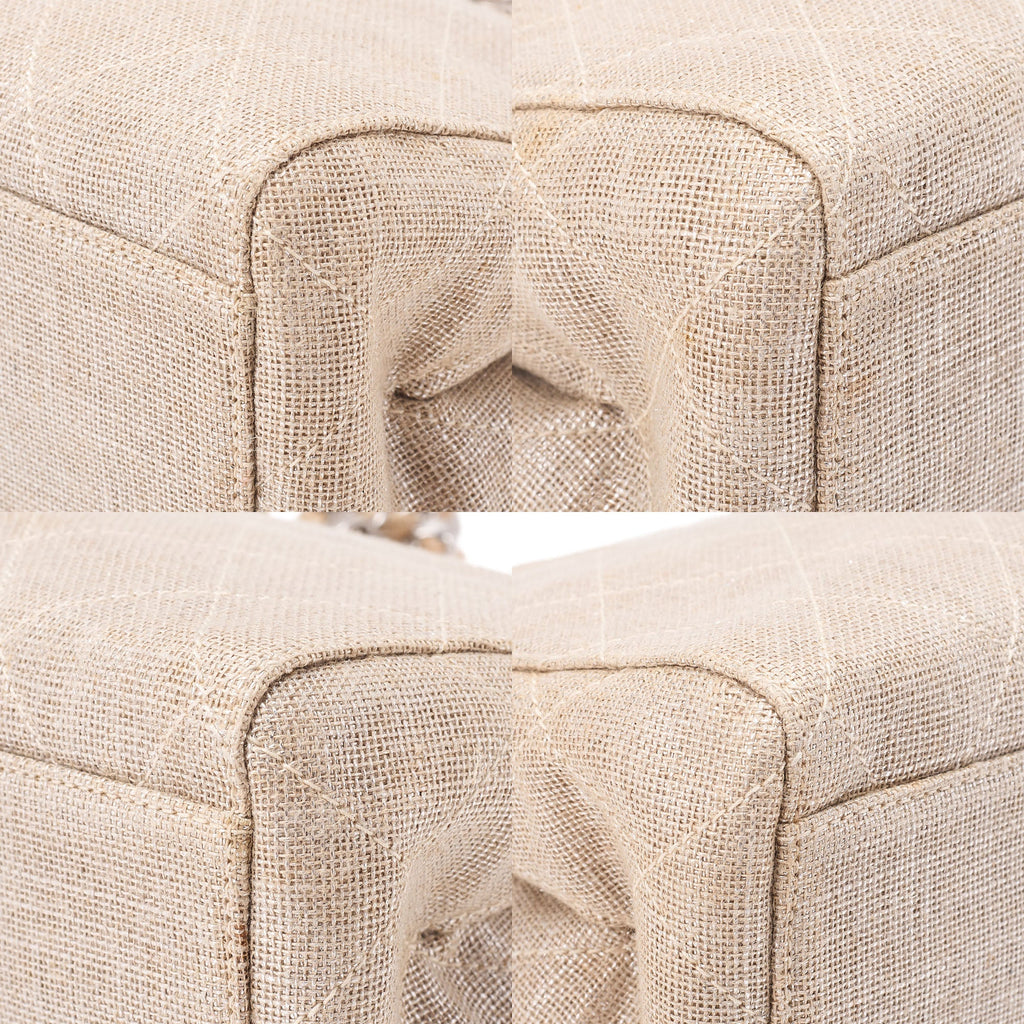 CHANEL Matelasse Coco Mark Chain Tote Linen Beige Silver-Tone Hardware, Pre-Owned