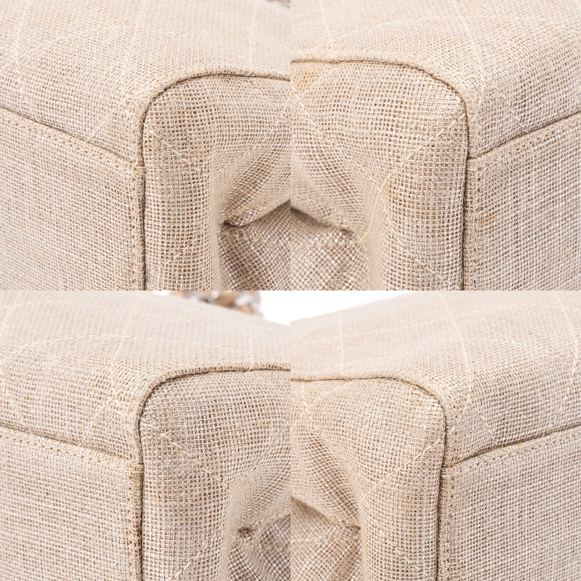 CHANEL Matelasse Coco Mark Chain Tote Linen Beige Silver-Tone Hardware, Pre-Owned
