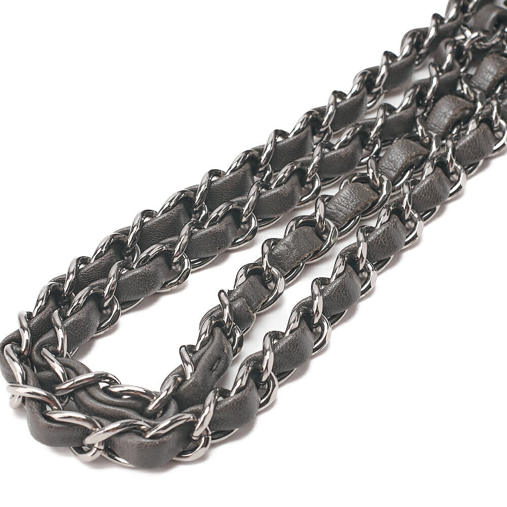 CHANEL Chanel Matelasse Lambskin Turn Lock Single Chain Shoulder Khaki Silver-Tone Hardware, Pre-Owned