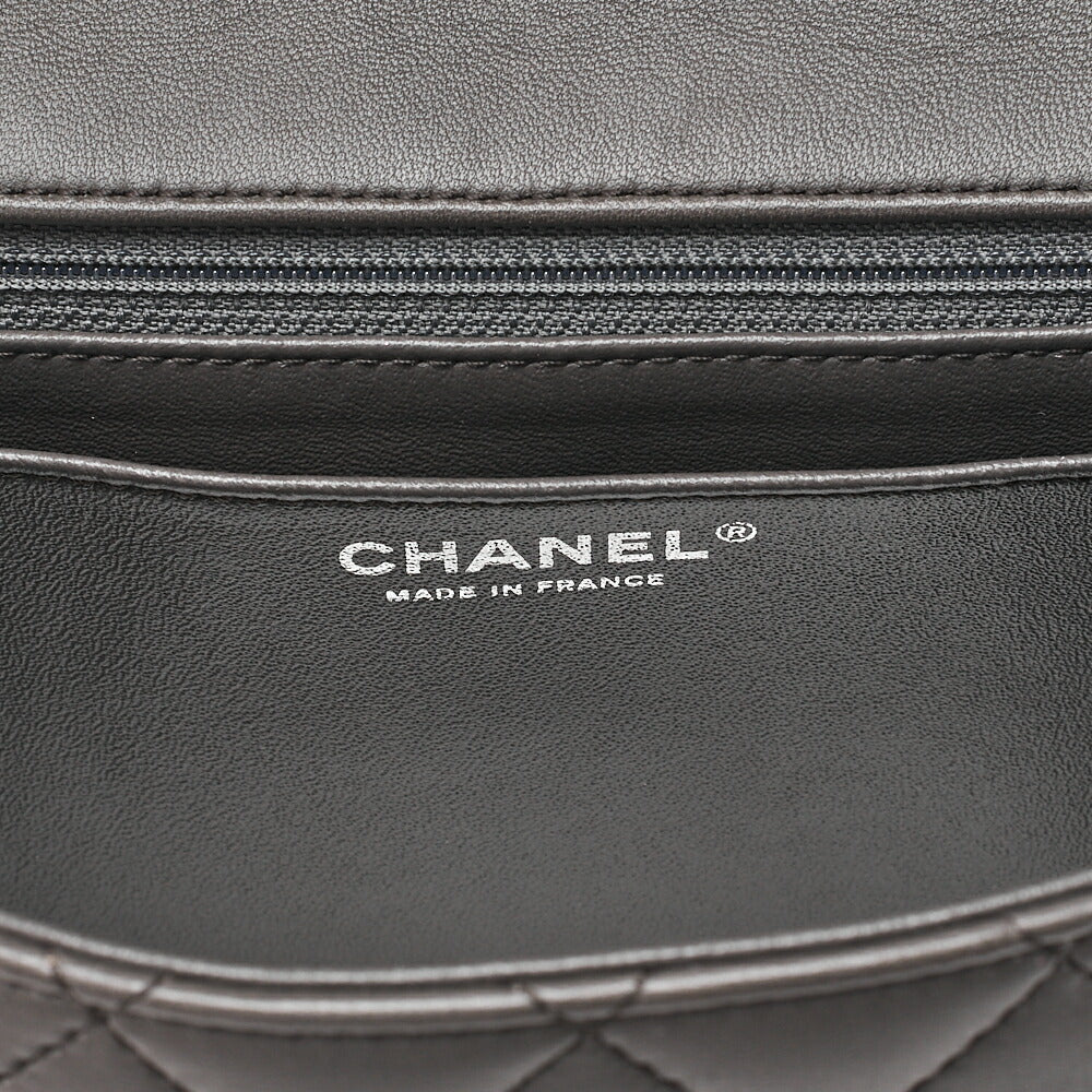 CHANEL Chanel Matelasse Lambskin Turn Lock Single Chain Shoulder Khaki Silver-Tone Hardware, Pre-Owned