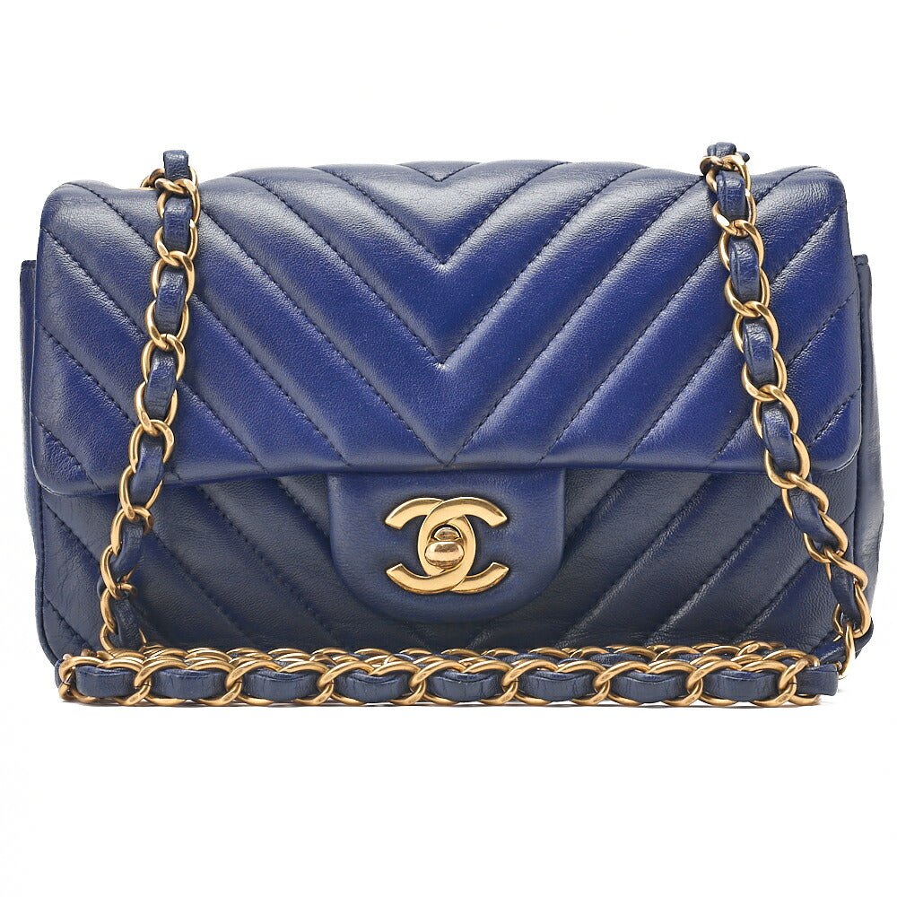CHANEL Lambskin Chevron Single Chain Shoulder Purple Tone Gold-Tone Hardware, Pre-Owned