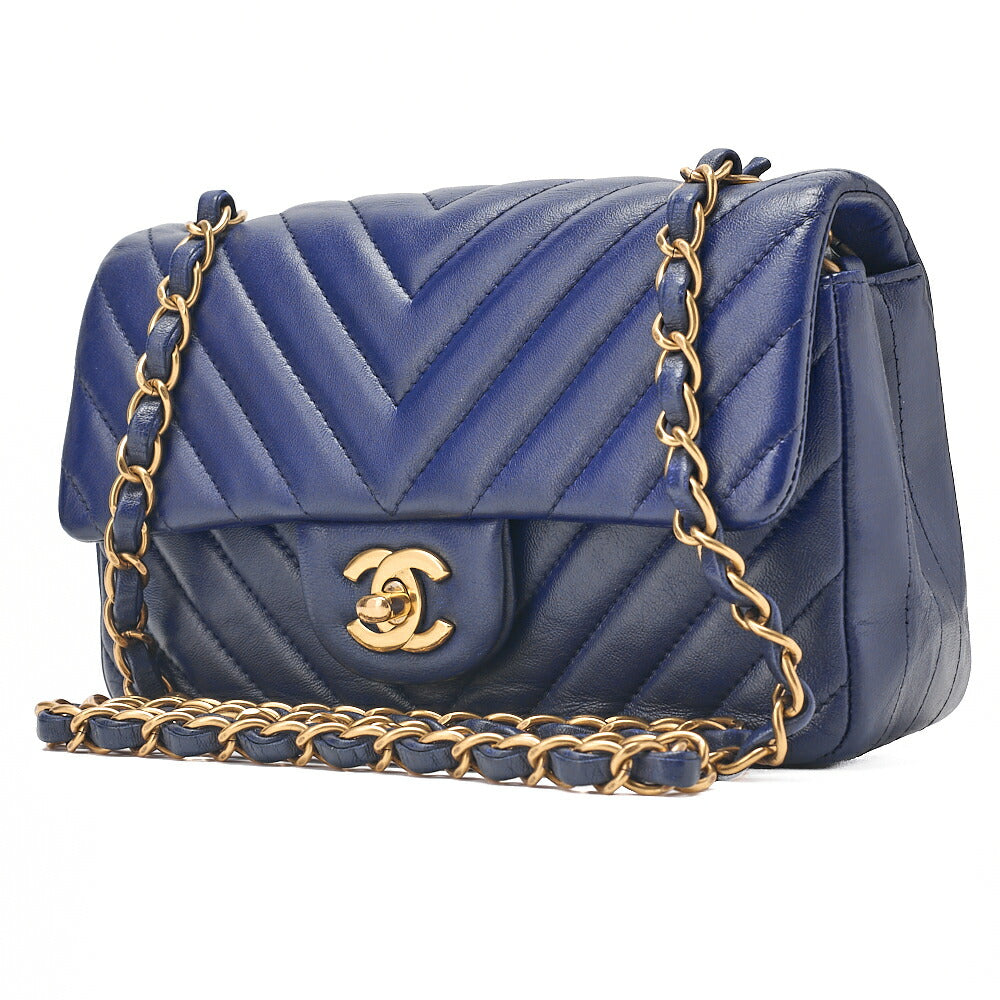 CHANEL Lambskin Chevron Single Chain Shoulder Purple Tone Gold-Tone Hardware, Pre-Owned