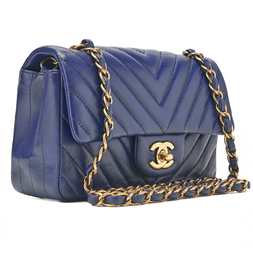 CHANEL Lambskin Chevron Single Chain Shoulder Purple Tone Gold-Tone Hardware, Pre-Owned