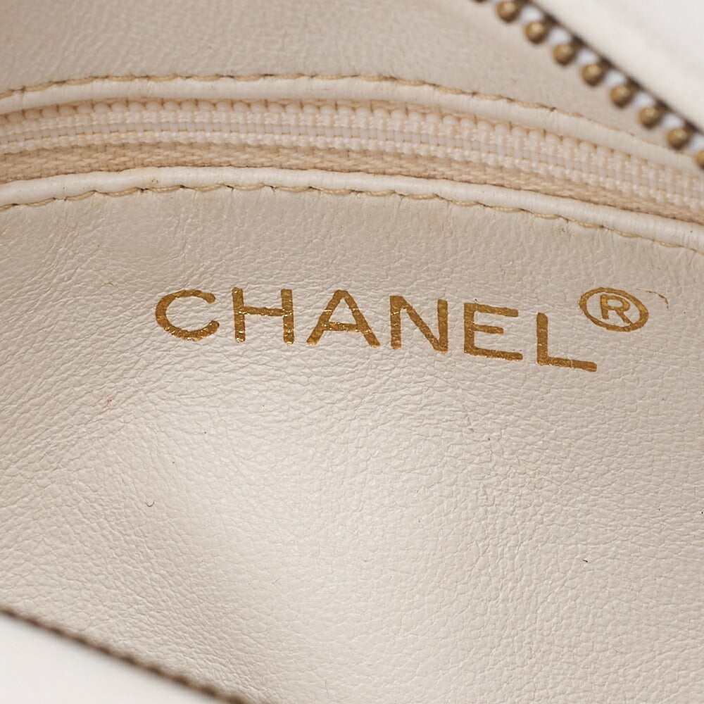 CHANEL Lambskin Diagonal Stitch Fringe Bijou Chain Shoulder White Gold-Tone Hardware, Pre-Owned