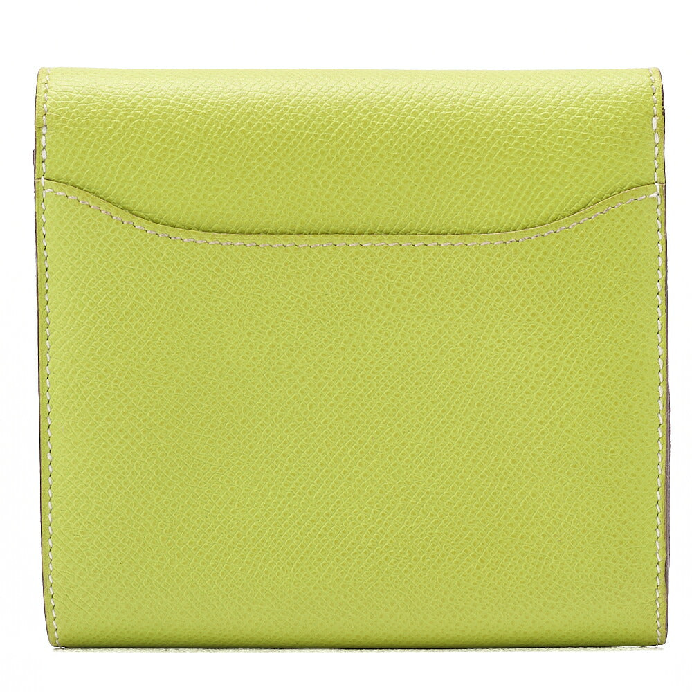 HERMES Constance Compact Bi-Fold Wallet Epson Green Silver-Tone Hardware, Pre-Owned
