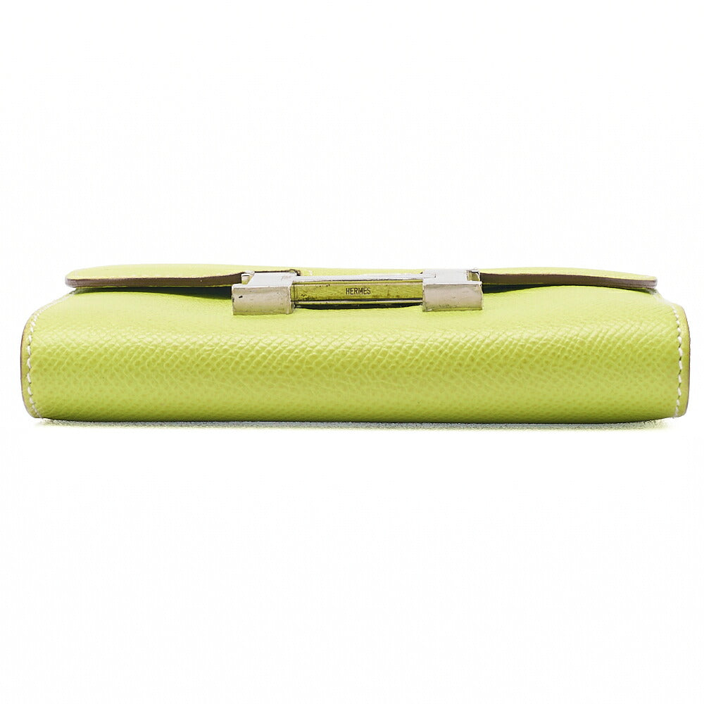 HERMES Constance Compact Bi-Fold Wallet Epson Green Silver-Tone Hardware, Pre-Owned