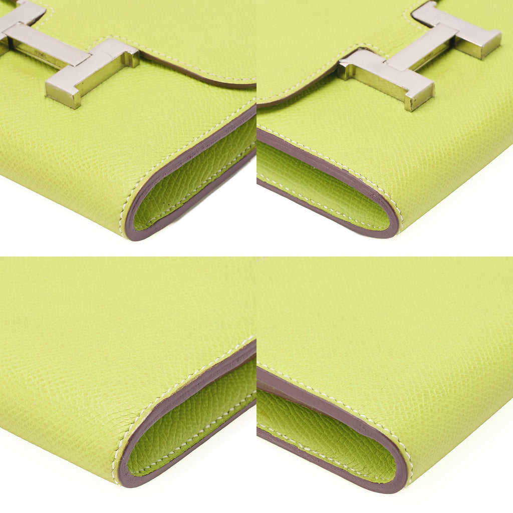 HERMES Constance Compact Bi-Fold Wallet Epson Green Silver-Tone Hardware, Pre-Owned