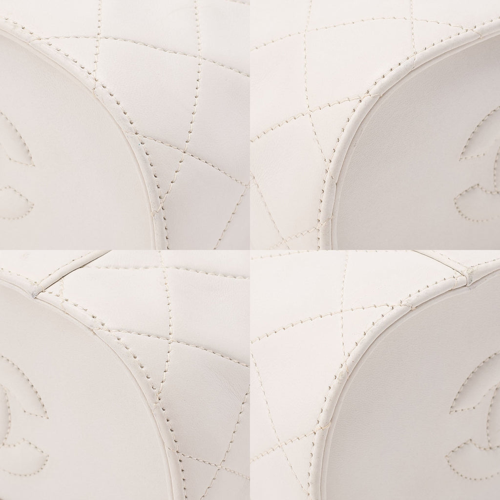 CHANEL Lambskin Matelasse Fringe with Lid Chain Shoulder White Gold-Tone Hardware, Pre-Owned