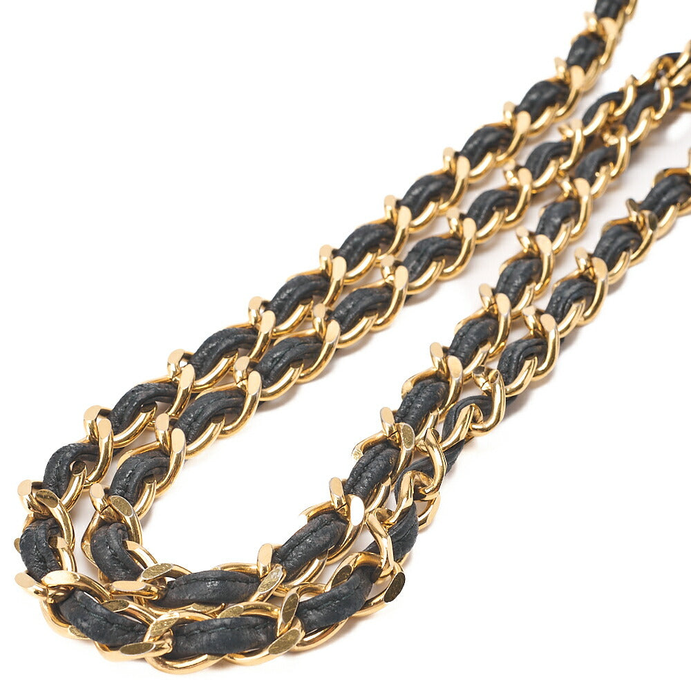 CHANEL Lambskin Matelasse Coco Mark Fringe Chain Shoulder Black Gold-Tone Hardware, Pre-Owned
