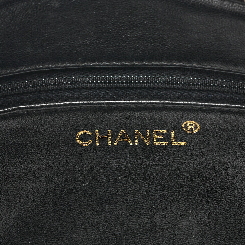 CHANEL Lambskin Matelasse Coco Mark Fringe Chain Shoulder Black Gold-Tone Hardware, Pre-Owned
