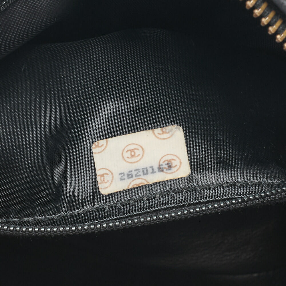 CHANEL Lambskin Matelasse Coco Mark Fringe Chain Shoulder Black Gold-Tone Hardware, Pre-Owned