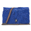 CHANEL Shoulder Bag Vintage Calffur Matelasse Chain Wallet Blue x Brown Silver-Tone Hardware, Pre-Owned