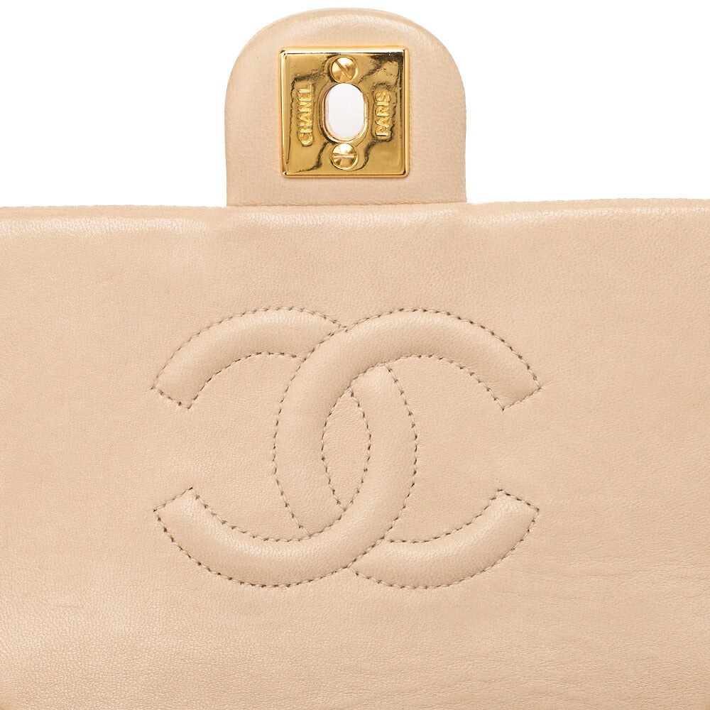 CHANEL Chain Shoulder Bag Mini Matelasse 20cm Lambskin Beige Gold-Tone Hardware, Pre-Owned