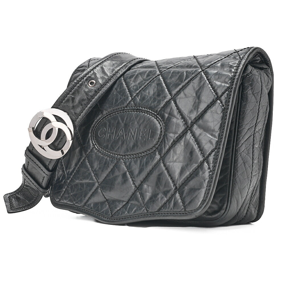 CHANEL Lambskin Logo Chain Belt Waist Shoulder Black Silver-Tone Hardware, Pre-Owned