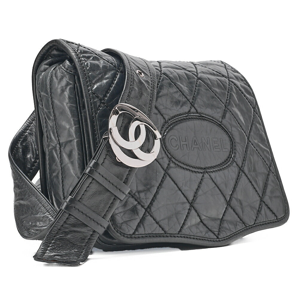 CHANEL Lambskin Logo Chain Belt Waist Shoulder Black Silver-Tone Hardware, Pre-Owned