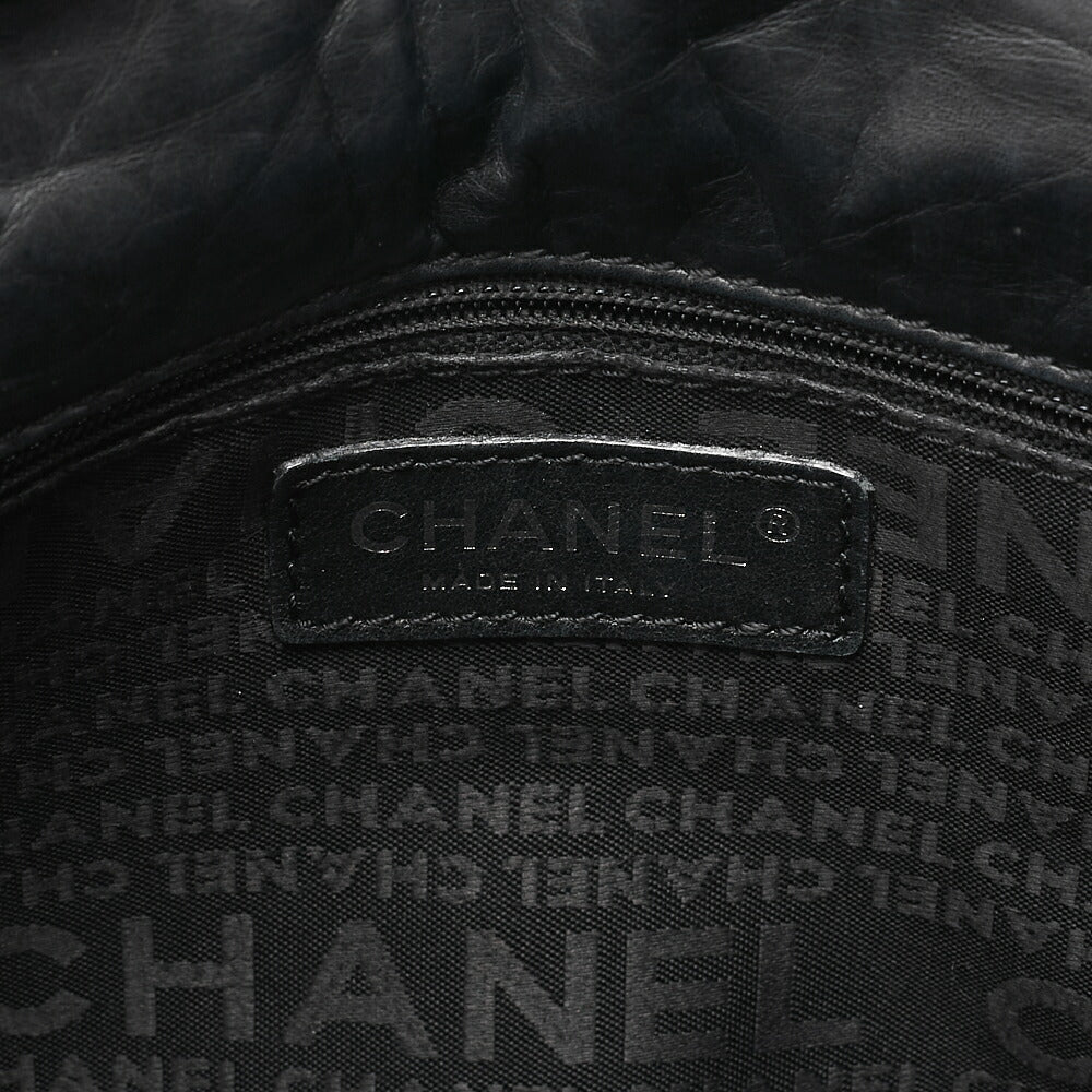 CHANEL Lambskin Logo Chain Belt Waist Shoulder Black Silver-Tone Hardware, Pre-Owned