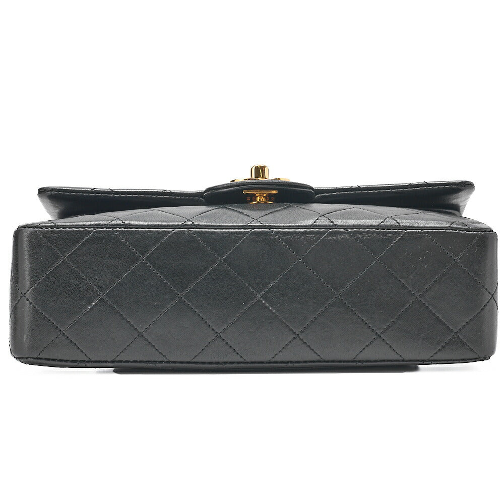 CHANEL Matelasse Double Flap 23cm Chain Shoulder Lambskin Black Gold-Tone Hardware, Pre-Owned