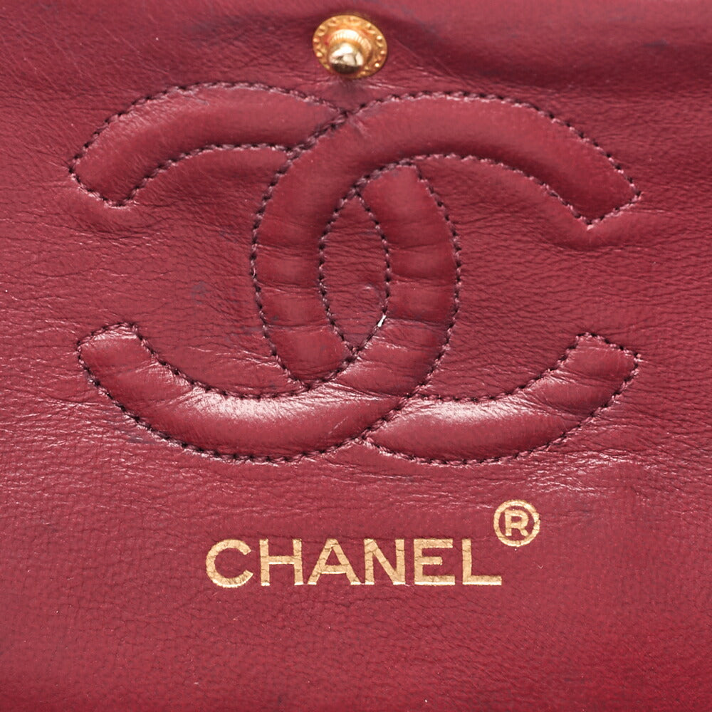 CHANEL Matelasse Double Flap 23cm Chain Shoulder Lambskin Black Gold-Tone Hardware, Pre-Owned