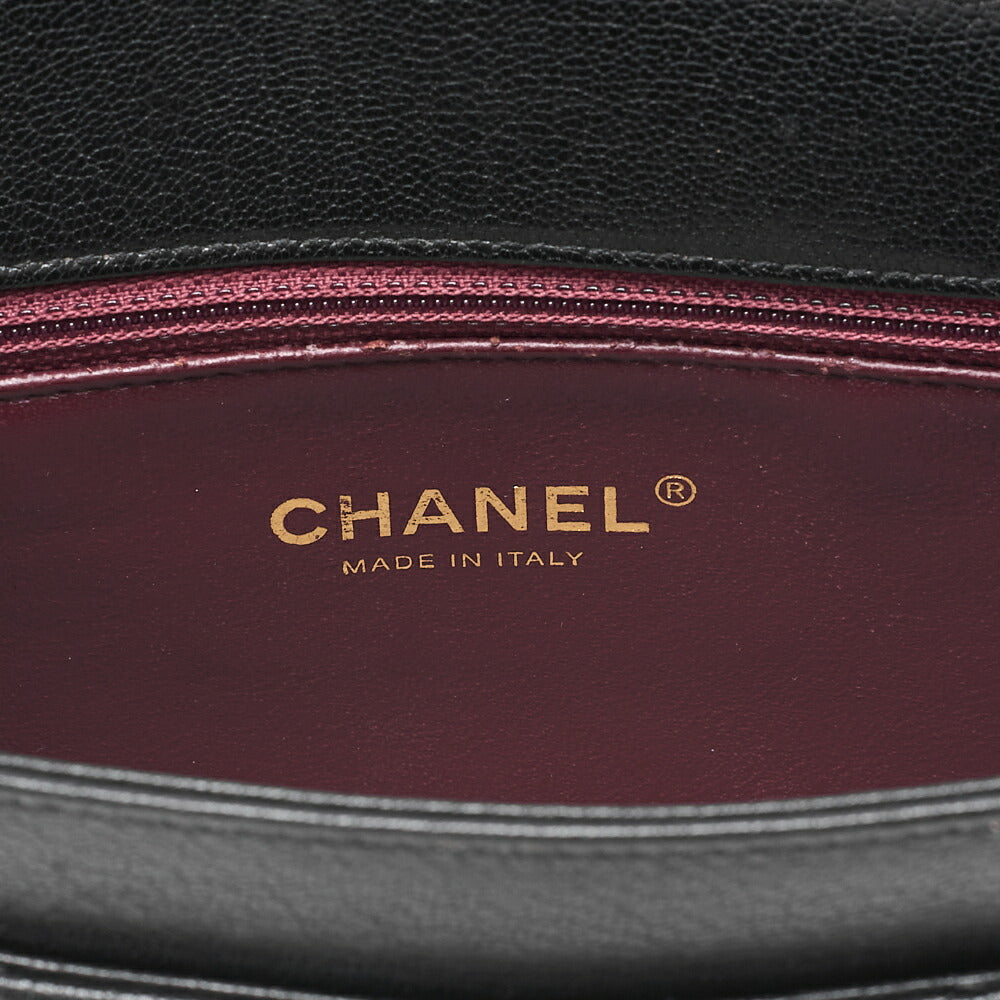 CHANEL Leather Bias Stitch Single Chain Shoulder Black Gold-Tone Hardware, Pre-Owned