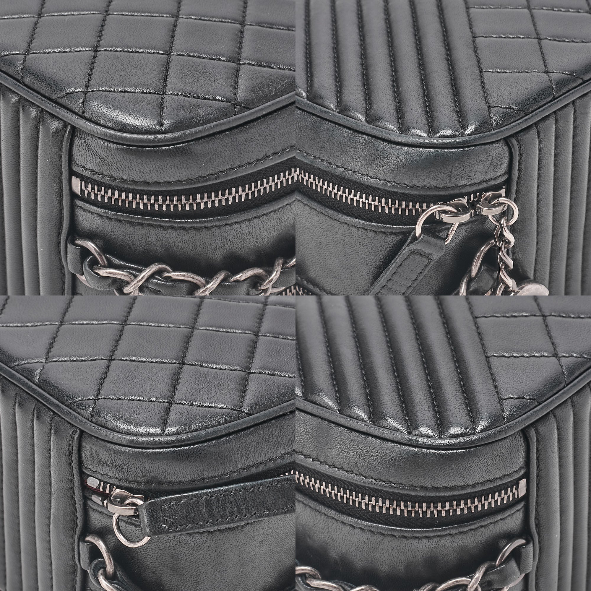CHANEL Lambskin Cocoboy Camera Bag Chain Shoulder Black Silver-Tone Hardware, Pre-Owned