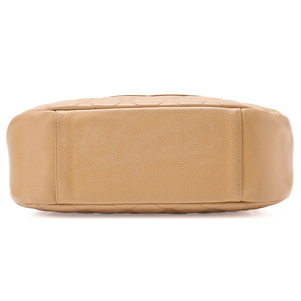 CHANEL Caviar Skin Coco Mark One-Shoulder Bag Beige Gold-Tone Hardware, Pre-Owned
