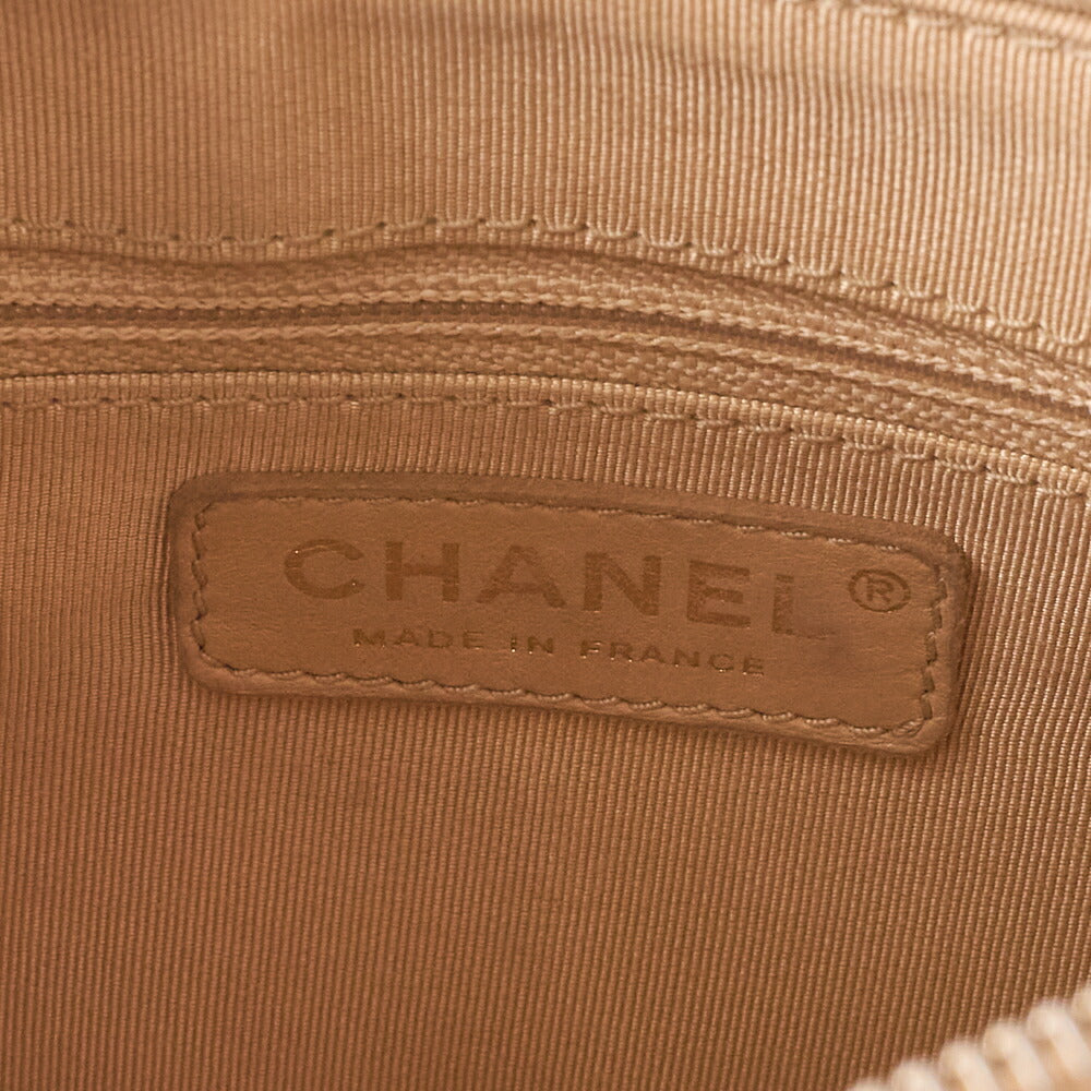 CHANEL Caviar Skin Coco Mark One-Shoulder Bag Beige Gold-Tone Hardware, Pre-Owned