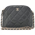 CHANEL Chain Shoulder Bag Minimat Telass? 16 Caviar Skin Black Gold-Tone Hardware, Pre-Owned