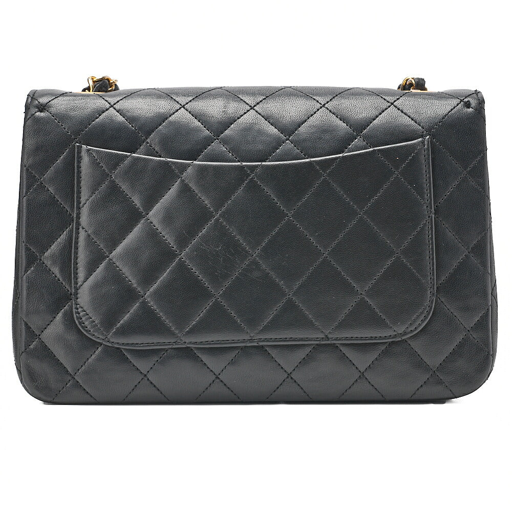 CHANEL Lambskin Matelasse Full Flap 22cm Turn Lock Chain Shoulder Black Gold-Tone Hardware, Pre-Owned