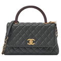 CHANEL Shoulder Bag Matelasse Coco Handle 29 S 2WAY Handbag Caviar Skin x Lizard Black x Bordeaux Gold-Tone Hardware, Pre-Owned