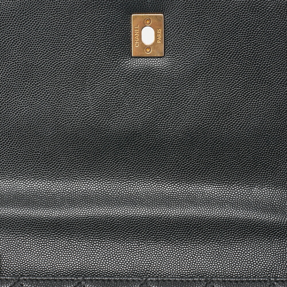 CHANEL Shoulder Bag Matelasse Coco Handle 29 S 2WAY Handbag Caviar Skin x Lizard Black x Bordeaux Gold-Tone Hardware, Pre-Owned