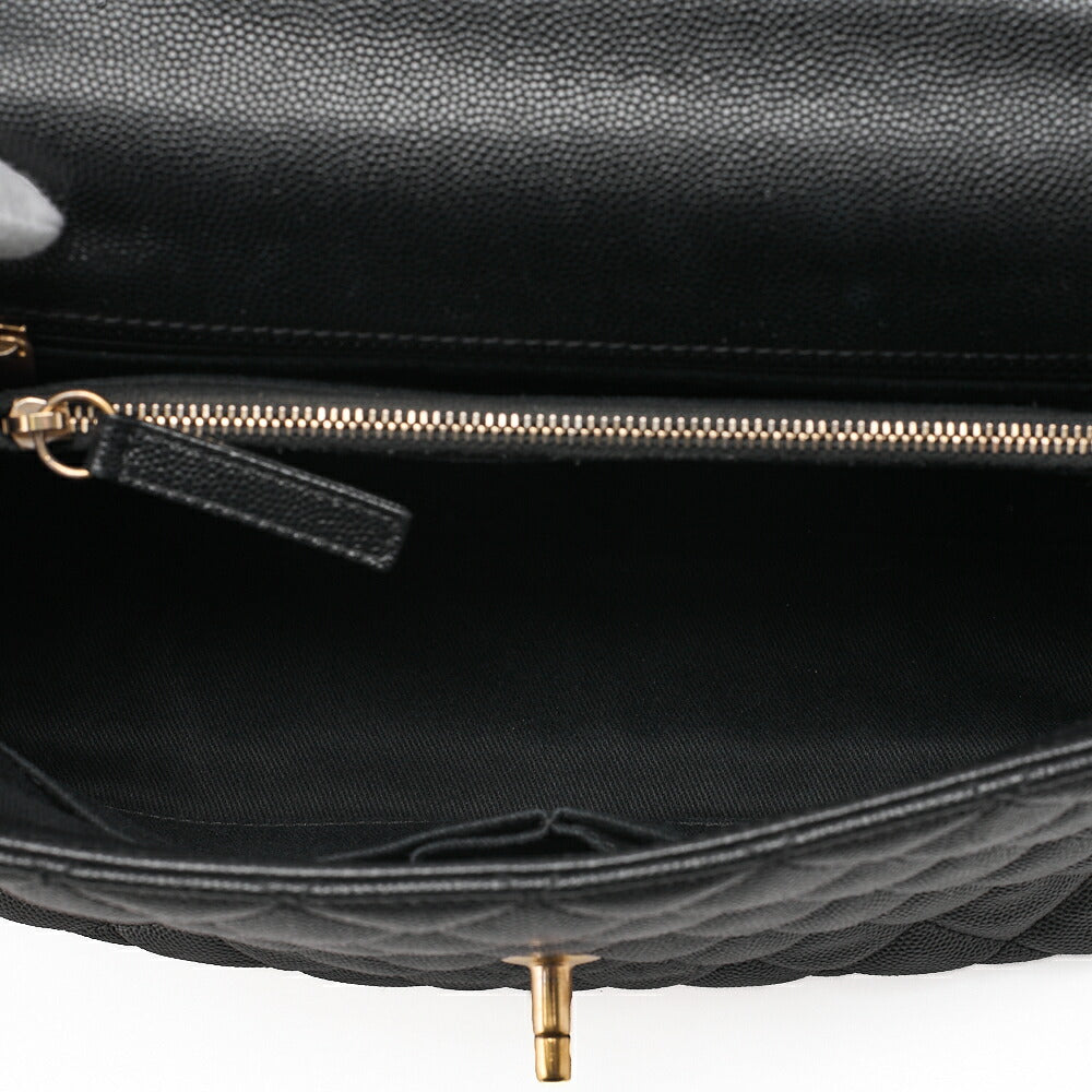 CHANEL Shoulder Bag Matelasse Coco Handle 29 S 2WAY Handbag Caviar Skin x Lizard Black x Bordeaux Gold-Tone Hardware, Pre-Owned