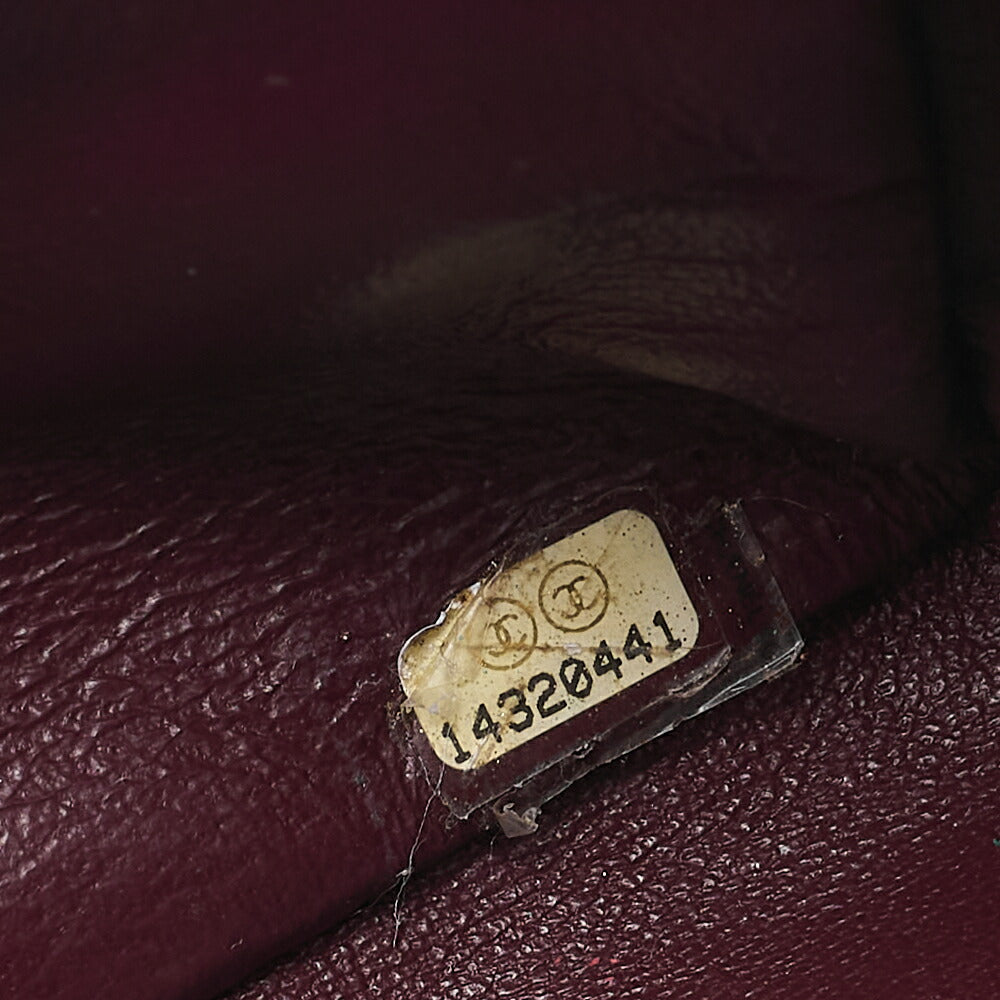 CHANEL Caviar Skin Deka Matelasse 30cm Double Flap Chain Shoulder Bag Black Silver-Tone Hardware, Pre-Owned