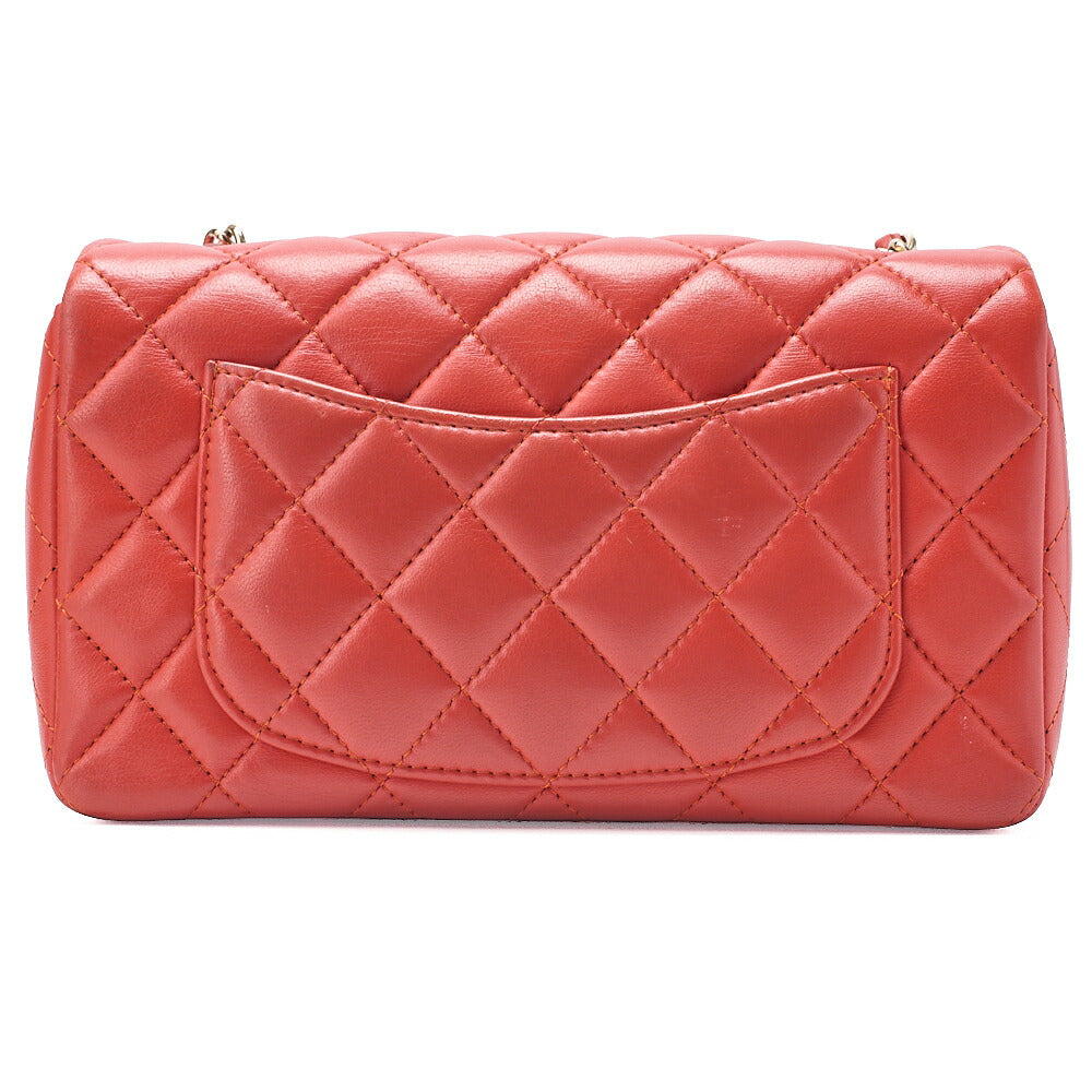 CHANEL Chain Shoulder Bag Mini Matelasse 20cm Lambskin Red Gold-Tone Hardware, Pre-Owned