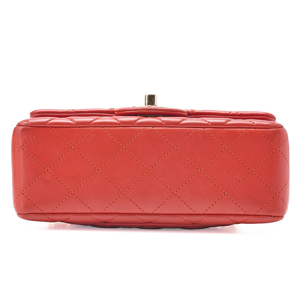 CHANEL Chain Shoulder Bag Mini Matelasse 20cm Lambskin Red Gold-Tone Hardware, Pre-Owned
