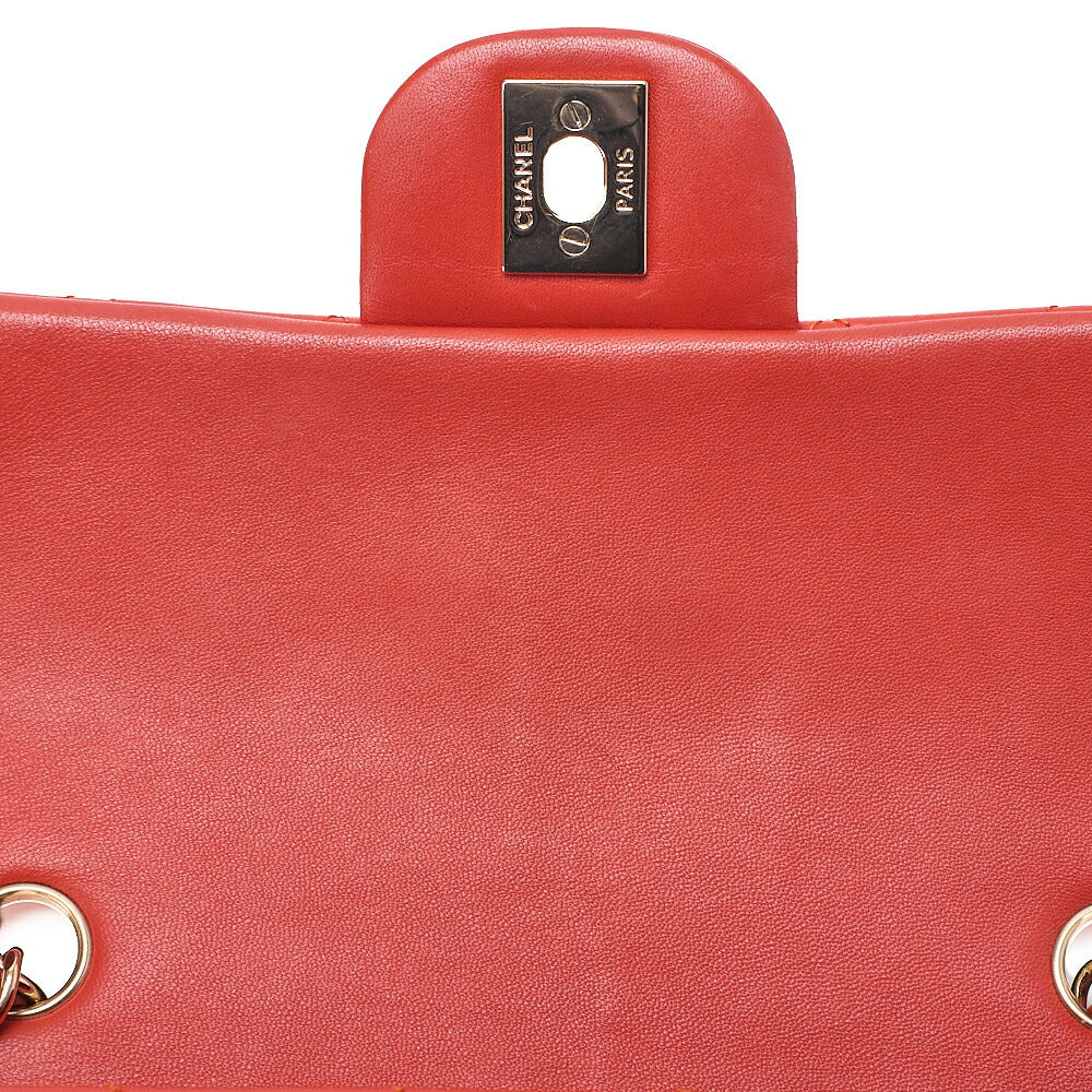 CHANEL Chain Shoulder Bag Mini Matelasse 20cm Lambskin Red Gold-Tone Hardware, Pre-Owned