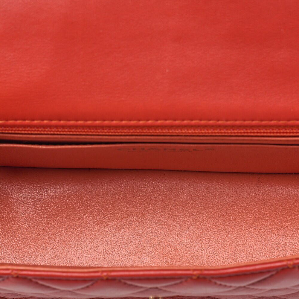 CHANEL Chain Shoulder Bag Mini Matelasse 20cm Lambskin Red Gold-Tone Hardware, Pre-Owned