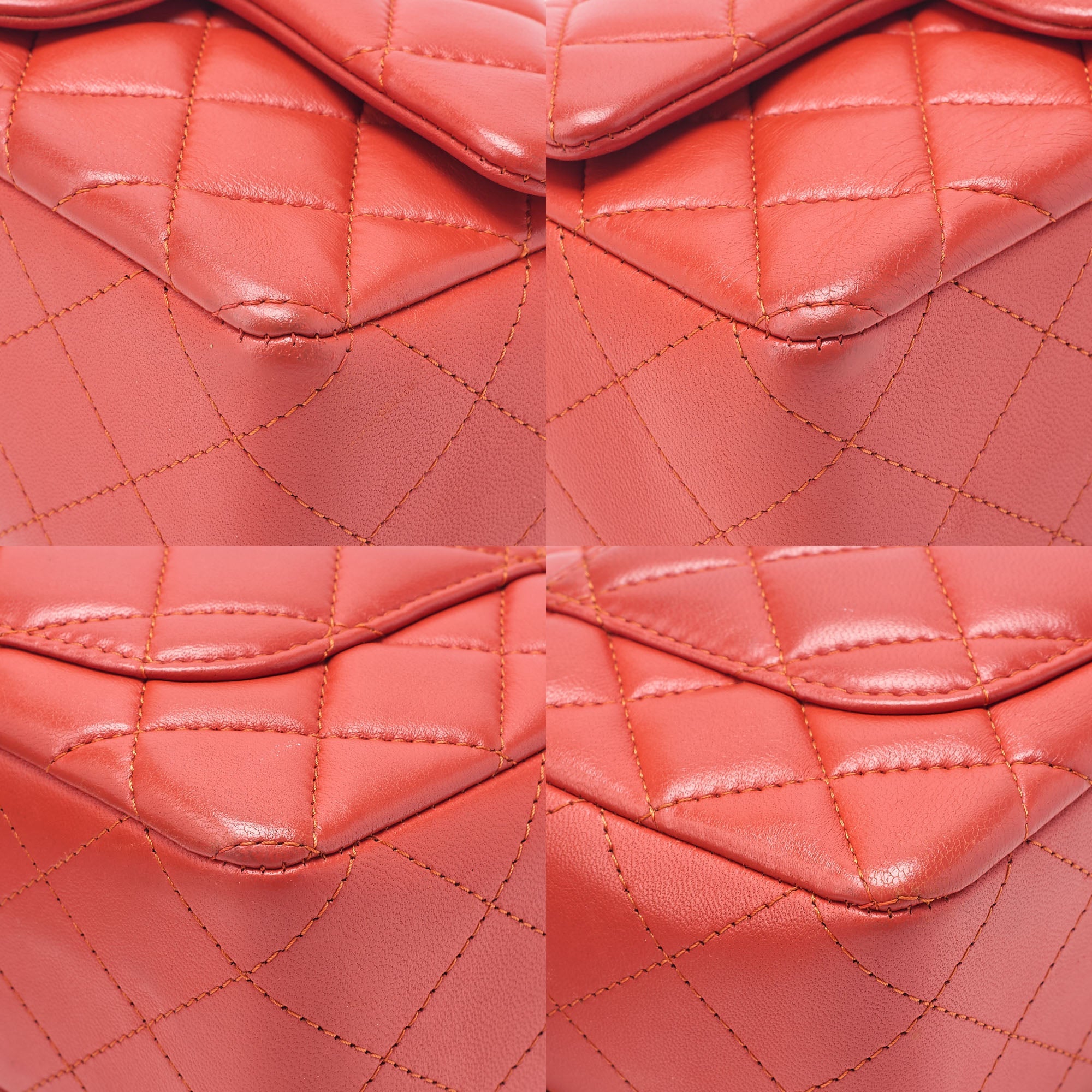 CHANEL Chain Shoulder Bag Mini Matelasse 20cm Lambskin Red Gold-Tone Hardware, Pre-Owned