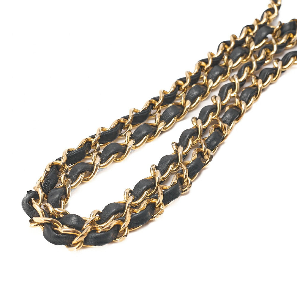 CHANEL Lambskin Matelasse Full Flap 23cm Chain Shoulder Black Gold-Tone Hardware, Pre-Owned