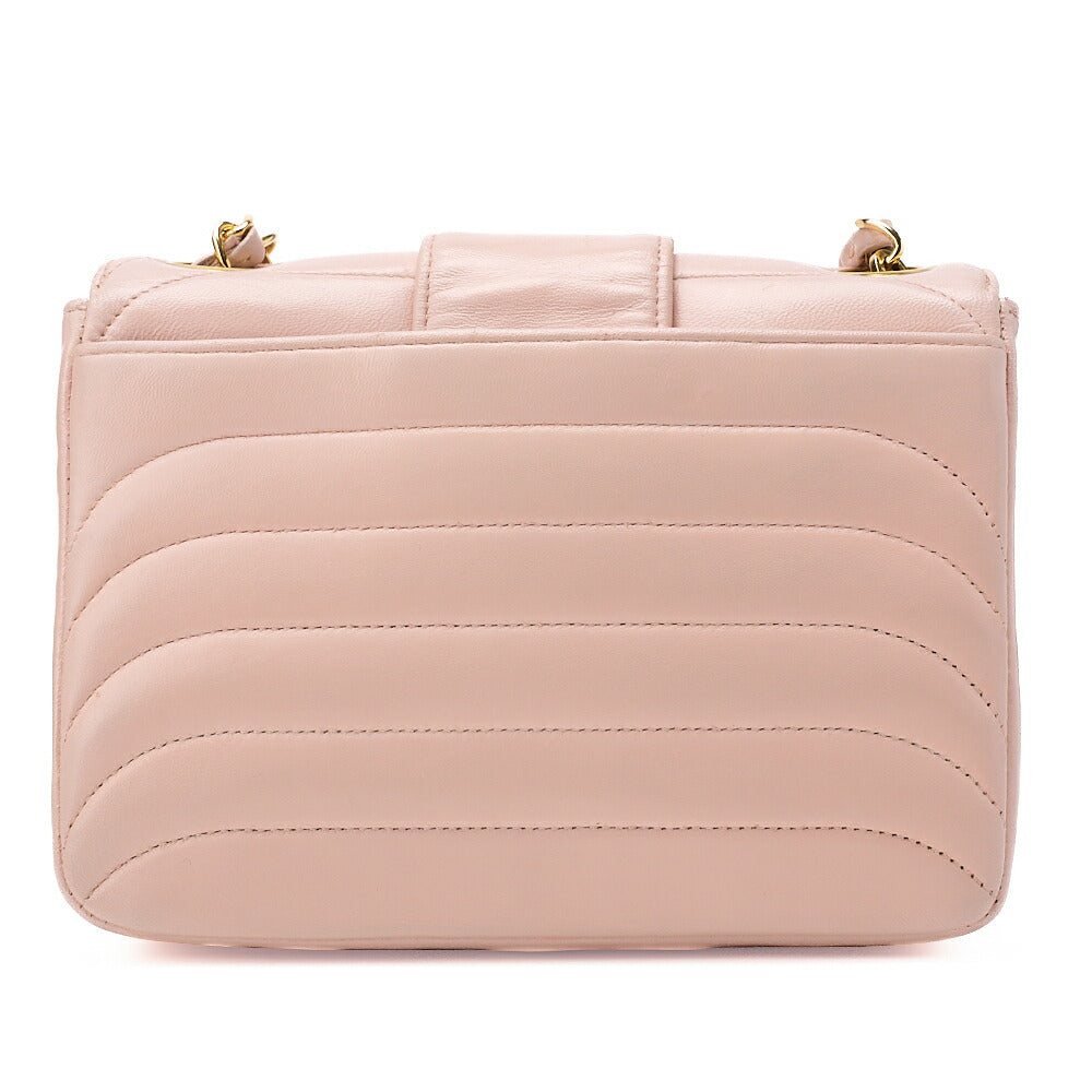 CHANEL Lambskin Mademoiselle Bicolore Chain Shoulder Pink Gold-Tone Hardware, Pre-Owned