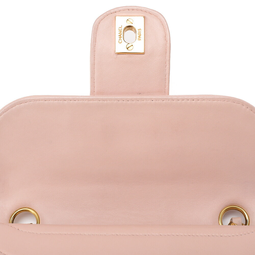 CHANEL Lambskin Mademoiselle Bicolore Chain Shoulder Pink Gold-Tone Hardware, Pre-Owned