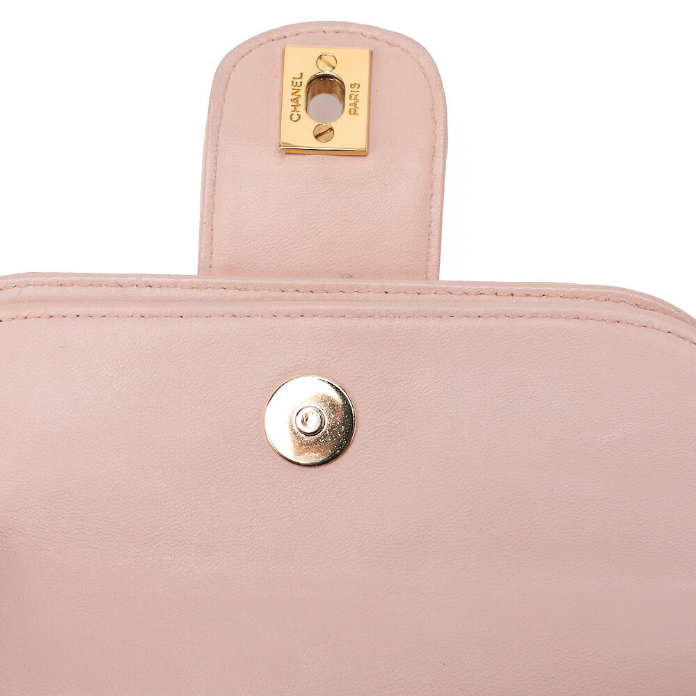 CHANEL Lambskin Mademoiselle Bicolore Chain Shoulder Pink Gold-Tone Hardware, Pre-Owned