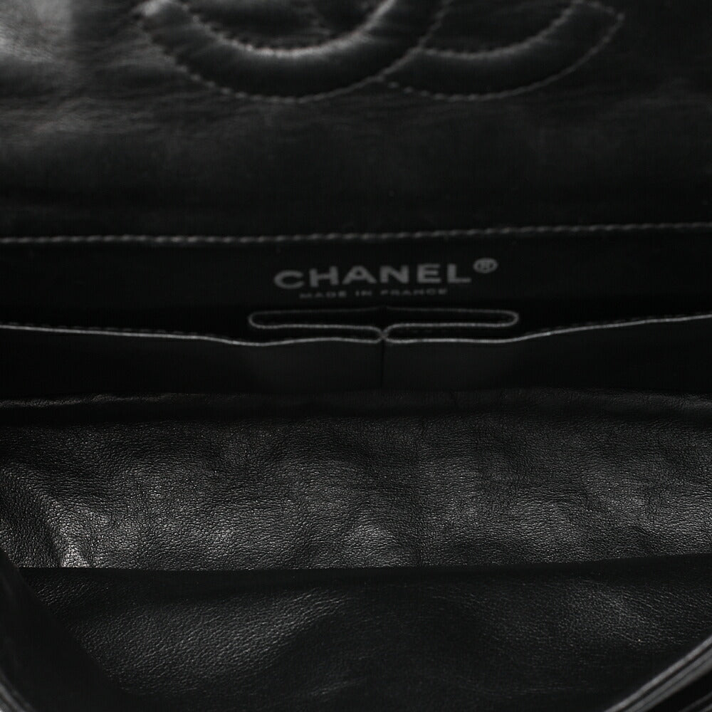 CHANEL Chain Shoulder Bag Matelasse Double Flap Lambskin Black Silver-Tone Hardware, Pre-Owned