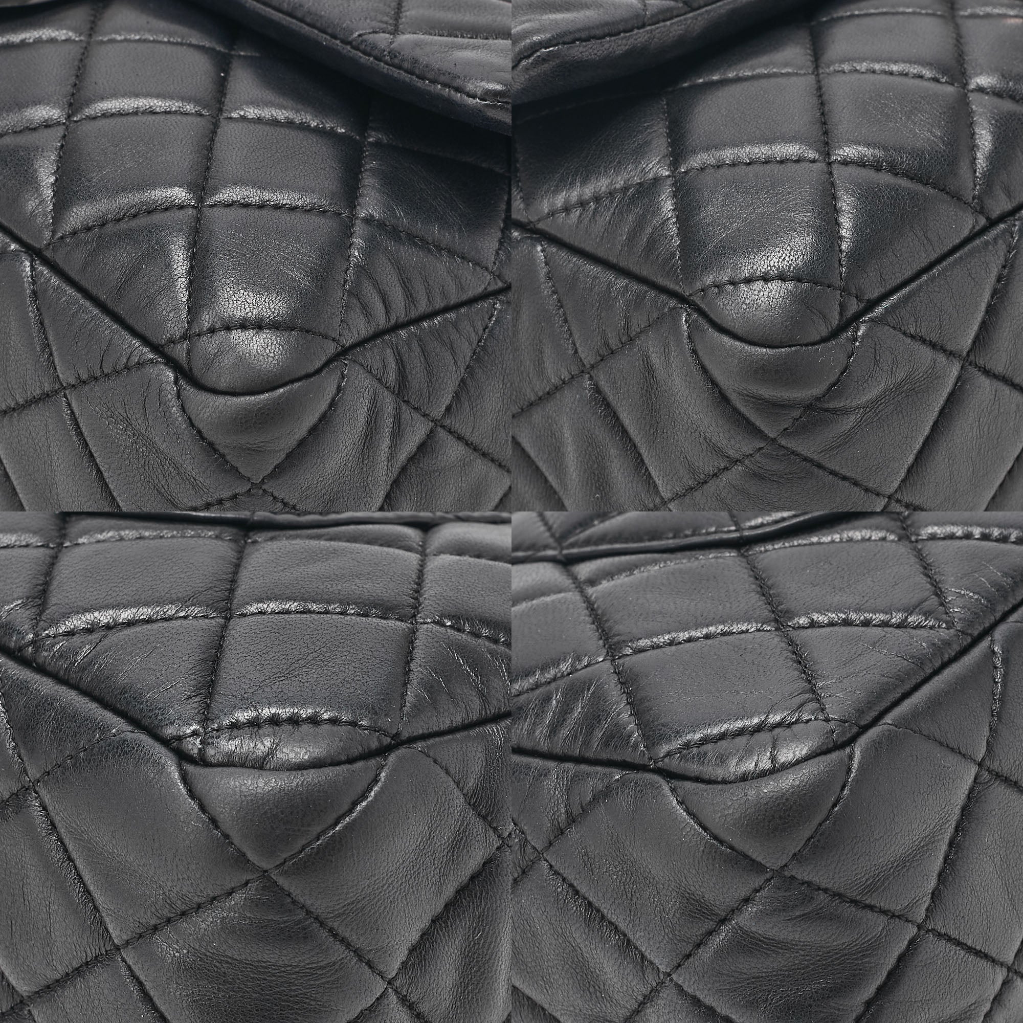 CHANEL Chain Shoulder Bag Matelasse Double Flap Lambskin Black Silver-Tone Hardware, Pre-Owned