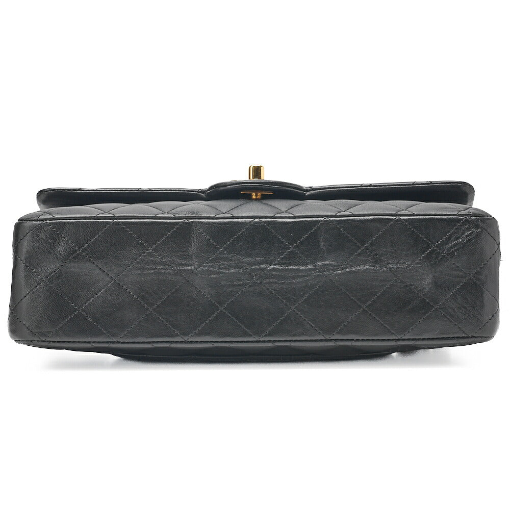 CHANEL Chain Shoulder Bag Matelasse Double Flap 25cm Lambskin Black Gold-Tone Hardware, Pre-Owned