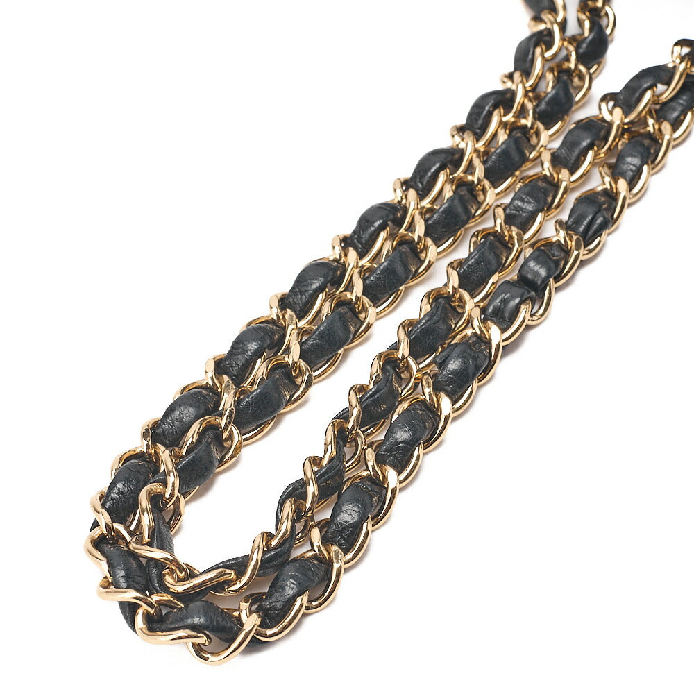 CHANEL Chain Shoulder Bag Matelasse Double Flap 25cm Lambskin Black Gold-Tone Hardware, Pre-Owned
