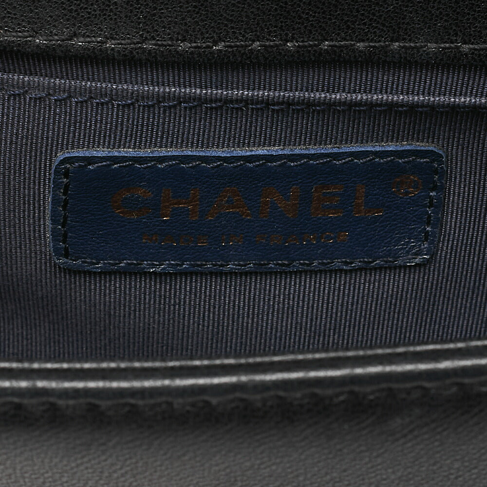 CHANEL Lambskin Matelasse Boy Chanel 20 Chain Shoulder Navy x Black Gold-Tone Hardware, Pre-Owned