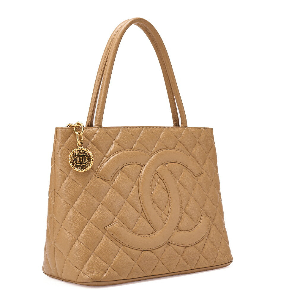 CHANEL Chanel Matelasse Reissue Tote Bag Caviar Skin Beige Gold-Tone Hardware, Pre-Owned