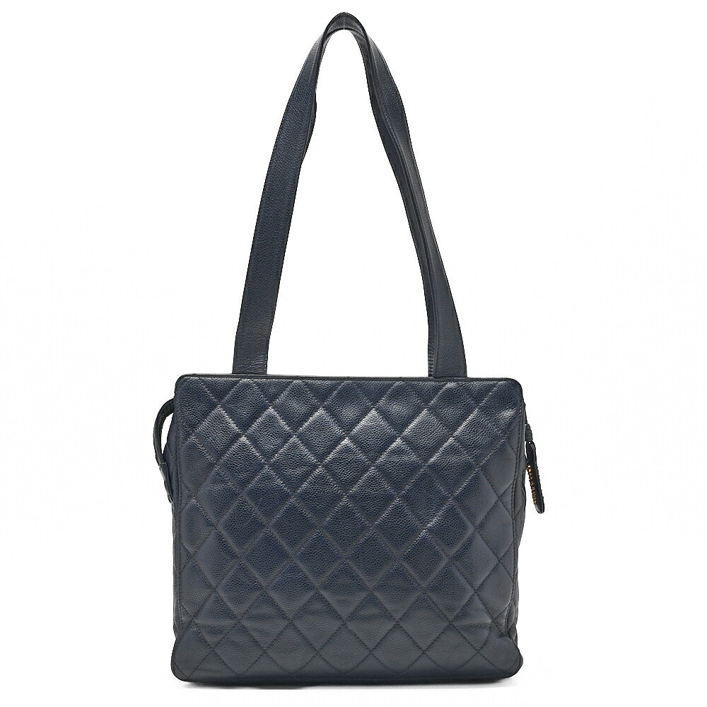 CHANEL Chanel Caviar Skin Matelasse Turn Lock Tote Bag Navy Gold-Tone Hardware, Pre-Owned